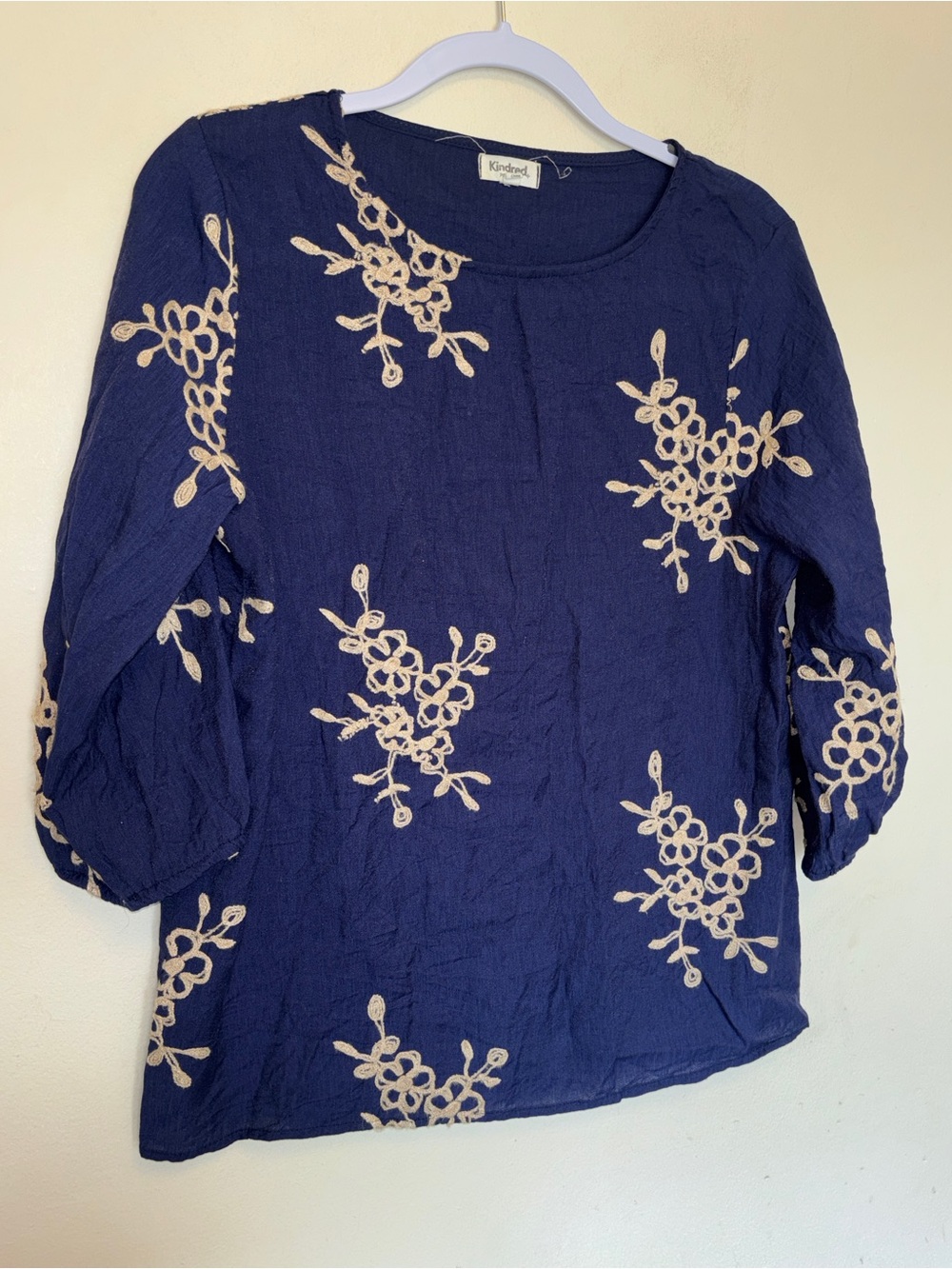 Kindred Floral Boho Blouse Sz PL Embroidered Peasant Prairie Hippie Western